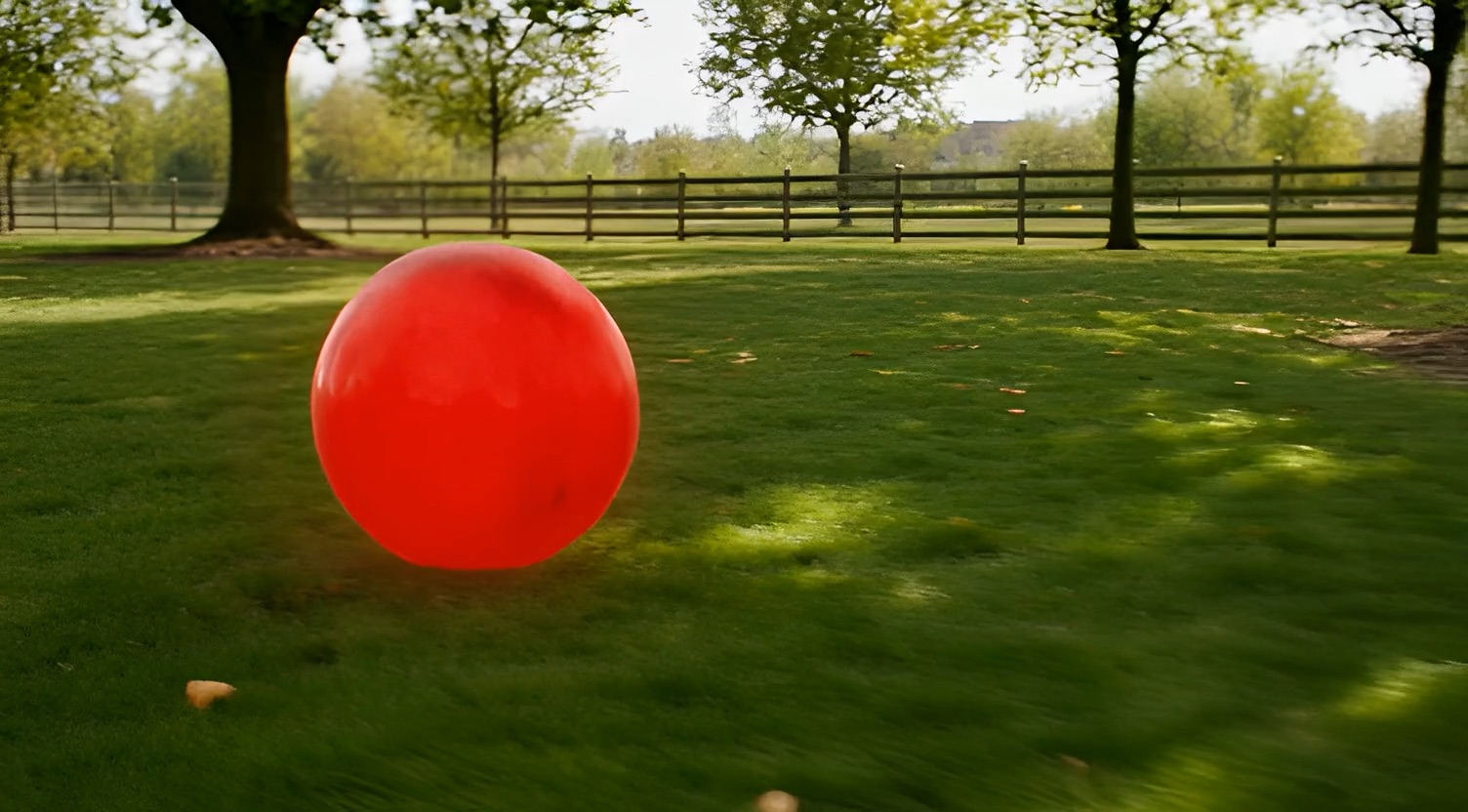 A red ball sitting alone in a park — representing the hidden danger waiting online